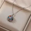 Colar para Mulheres, Tendência Transfronteiriça Flor de Zircônia Nicho Moda Novo Design Anel Conjunto de Temperamento Colar de Aço Titânio