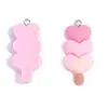 Acessórios para joias DIY transfronteiriços atacado pingentes de resina coloridos em formato de coração de pirulito para colares e chaveiros feitos à mão