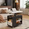 Mesa de centro para sala de estar, adecuada para apartamentos pequeños, mueble lateral para sofá móvil con ruedas universales, mesa lateral para sofá multifuncional y de altura ajustable