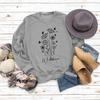 Suéter de gran tamaño de manga larga casual holgado con estampado de letras de mariposa de flores silvestres de Amazon para otoño e invierno