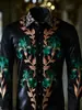 Camisa casual de manga larga de corte holgado con cuello de solapa, talla europea, estampada en 3D para hombre, estilo vintage