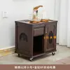 Gabinete de té móvil mesa de té pequeña mesa de bar de té gabinete lateral estante de almacenamiento cubo inferior de madera maciza gabinete de té integrado con tetera