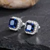 Exquisitos Aretes Cuadrados para Mujer con Incrustación Completa de Diamante y Circonita Verde, Joyería Popular de Venta Caliente Transfronteriza, Stock Listo de Fábrica