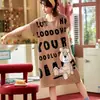 Pijamas de Sudeste Asiático Verano Sueltos Talla Grande Dulce Manga Corta Longitud Media Niña Suelta Manga Corta Bata de Noche para Comercio Exterior