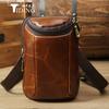 Bolso cruzado de hombro para hombre casual personalizado de fábrica en cuero genuino, Riñonera mini de cuero granulado, Estilo unisex