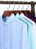 Camisa de Botones Diamante para Hombre Manga Larga Color Sólido Elástica Slim Business Ropa para Hombre Sin Planchar Camisa Blanca para Hombre Business Slim