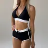 Biquíni Sexy Duas Peças de Cintura Alta Estilo 2026 com Bojo Halter para Mulheres, Emagrecedor e Valorizador, com Suporte para Seios Grandes, Roupa de Banho para Férias