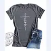 Camiseta de Cruz Comercio Exterior Letra Europea y Americana para mujer Moda callejera Europea y Americana Manga corta Holgada Camiseta para mujer Cuello redondo