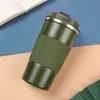 Taza de café de acero inoxidable 304 transfronteriza con cubierta de silicona para uso en coche y oficina, taza de regalo, taza térmica