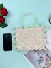 Nova Bolsa de Ombro Feminina Estilo Simples Versátil Moda Bolsa de Mão Rombos Bolsa Transversal Feminina para Passeio Pérola Vazada