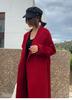 Abrigo de cachemira de doble cara para mujer, elegante, ajustado, largo, de lana, con solapa grande, otoño e invierno, 2022