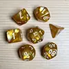 Juego de Dados Poliedros D&D con Patrón de Mármol, Color Mixto Transparente D4D6D8D10D12D20 Caras, Coc, Juego de Mesa, Juego de Siete Piezas