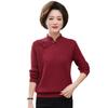 Suéter retro de estilo nacional para madre, para mujeres de mediana edad, otoño e invierno, cuello cheongsam, forro polar, engrosado, prenda interior, camiseta básica para cubrir el abdomen de 50 años