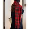 Bufanda Roja Atmosférica para Mujer en Invierno Regalos de Año Nuevo Estilo Coreano Cuadros Clásicos Pareja Estudiante Bufanda Cálida de Moda