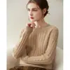Suéter 100% cachemira pura para mujer, cuello redondo, de doble hebra, engrosado, estilo old money, tejido de ochos, color liso, suéter base de punto para otoño e invierno