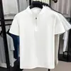 Camisa Polo de Seda Helada para Hombre Secado Rápido Transpirable Refrescante Manga Corta Casual de Negocios Color Sólido Camiseta con Cuello de Solapa y Cremallera Cuello Alto Media Manga