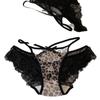 Sueño Flotante ~ Panties Sexy de Encaje con Estampado de Leopardo Francés para Niñas Deseo Puro Tirantes Cruzados Transpirables Calzoncillos de Cintura Baja