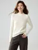 Suéter de cashmere estilo minimalista para mulheres, outono e inverno, gola semi-alta, pulôver solto, camada interna de malha macia e confortável