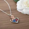 Collar Doble Corazón Rosa Knn-322 para Mujer, Cadena para Clavícula de Diseño Original de Nicho con Accesorios de Colgante de Diamante