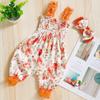 Verano Transfronterizo Nuevo Ropa de Niñas Ropa de Bebé Niños Tirantes Cintura Estampado Bloomers Diadema Conjunto de Dos Piezas