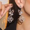 Pendientes de flores de cristal brillante de lujo de alta gama de estilo coreano para mujer, pendientes de diamantes de imitación a la moda, pendientes dulces
