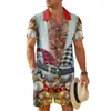 Amazon Europeo y Americano 2025 Nuevo Traje de Camisa de Manga Corta con Cuello Cubano Divertido y Pantalones Cortos MB34 MA04