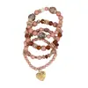 Pulsera de Cristal con Abalorios Estilo Oceánico Transfronterizo Bohemio Original Color Caramelo Colgante de Corazón para Mujer