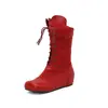 Botas de mujer de punta redonda con cordones, de media pantorrilla, talla grande, botas transfronterizas de comercio exterior 15-3