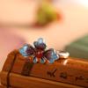 Anillo Rojo Sureño Estilo Vintage Azul Quemado Plata S925 Joyería Antiguo Abierto para Dama