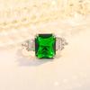 Anillo de circonita esmeralda con incrustaciones de diamantes de venta caliente wish anillo de zafiro cuadrado retro elegante transfronterizo para mujer joyería
