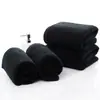 Toalla negra transfronteriza 100% algodón al por mayor engrosada absorbente toalla de regalo para gimnasio toalla de baño de 21 hilos se puede bordar logo