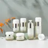 Materiais de Embalagem de Vidro para Produtos de Skincare, Frascos de Vidro para Emulsões Aquosas, Conjunto de Frascos Redondos Retos, 100ml, 120ml, Frascos com Pump, Potes de Creme 30g