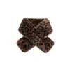 Cachecol de pelúcia com estampa de leopardo para outono e inverno, quente, versátil, gola de leopardo para adultos, cachecol estilo coreano de imitação de pelo de coelho, cachecol feminino
