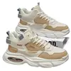 Zapatos de Otoño para Hombre Nuevas Zapatillas de Cuero de Caña Alta para Adolescentes Tendencia Versátiles Suela Gruesa Casual Zapatos de Papá para Hombre