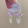 "A Primavera Está Florescendo" Novos Brincos de Franja com Flores Rosas Estilo Chinoiserie Design Retrô Esmaltado Exquisito e Doce