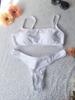 2020 Nuevo Traje de Baño Bikini de Color Sólido sin Tirantes con Cuello Dividido Set de Dos Piezas Sexy para Mujer Europeo y Americano