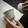 Tazón Cubierto con Sombra Tallada Glaseado de Hielo Dinastías Tang y Song, Orquídea de Piedra Taihu, Taza de Té de Cerámica, Juego de Té Kung Fu para Uso en Casa
