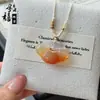 Colgante de Calcedonia Natural con Gelatina de Lichi, Alto Hielo, Nube Propicia, Colgante de Jade Ruyi, Ágata Fluorescente Tipo Hielo, Colgante de Candado Ruyi Hueco