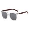 Gafas de sol marrones estilo coreano 2026 para mujer, Patillas con veta de madera retro, Montura cuadrada, Gafas para cara redonda, Gafas de sol de moda para proteger del sol