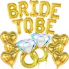 Bestseller transfronterizo Decoración para despedida de soltera BRIDE anillo de diamante globos en forma de corazón adecuados para arreglos de despedida de soltera