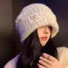 Sombreros para Mujer 2025 Nuevo Gorro de Punto de Invierno, Gorro de Felpa para Adelgazar el Rostro, Circunferencia de Cabeza Grande, Gorro de Punto Cálido, Gorro con Protección para las Orejas
