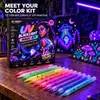 12 Colores Marcadores Fluorescentes UV Luz Negra Brillo Nocturno Plumas de Pintura Set de Plumas de Dibujo Graffiti para Fiesta de Halloween