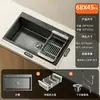 Fregadero de Cocina de Acero Inoxidable Negro de 3 mm, Tazón Único Grande, Tazón Doble Convertido a Tazón Único, Sobre Encimera, Centro de Encimera, Fregadero de Cocina Bajo Encimera