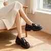 Zapatos de Mujer Negros, Zapatos Casuales Antideslizantes, Zapatos de Cuero de Primavera, Zapatos de Moda para Mujer que Aumentan la Altura, Mocasines de Plataforma de Suela Gruesa, Modernos