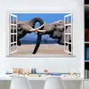 Personalidade criativa 3D imitação tridimensional janela savana africana savana elefante sala de estar quarto parede de fundo adesivos atacado