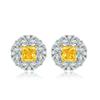 Nuevo conjunto de joyas de estilo europeo y americano, anillo, pendiente, collar, conjunto de joyas de cristal de circonita amarilla redonda de moda para mujer