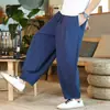 Calças compridas de linho fino estilo chinês primavera e verão masculinas plus size calças largas de algodão e linho calças casuais harlan