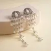 Pendientes de Borla de Cristal con Abalorios y Pedrería Estilo Europeo y Americano, Pendientes de Moda de Alta Gama, Accesorios Únicos de Nicho para Orejas de Mujer