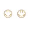 Brincos de Prata S925 com Pino Oco de Rosto Sorridente para Mulheres, Brincos Pequenos e Delicados Fofos, Acessórios Simples para Orelhas para Estudantes