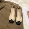 Sapatos Rasos Slip-On Quadrados para Mulheres, Nova Coleção Primavera e Outono 2025 Estilo Coreano Color Block Planos Confortáveis Casuais Loafers Slip-On